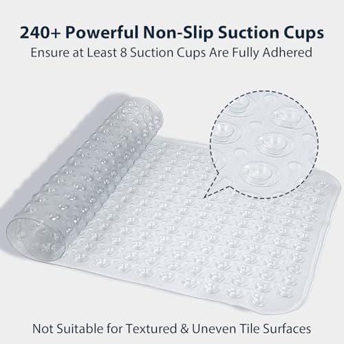 Large Shower Mat Bathtub Mat Bath Mat Non Slip Clear 21.5"x33.5" - Image 5