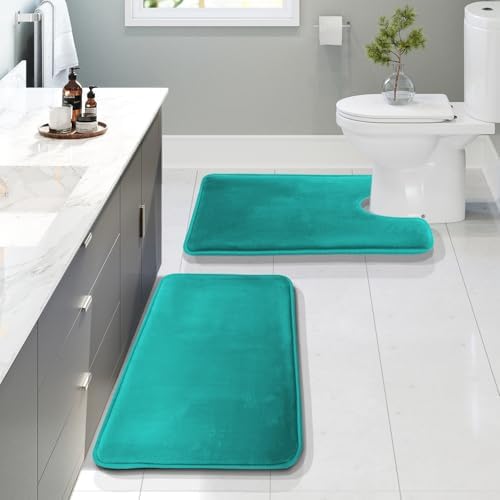 Clara Clark 2 Piece Bathroom Rugs, Velvet Memory Foam Bath Mat Set, Non-Slip by ClaraClark