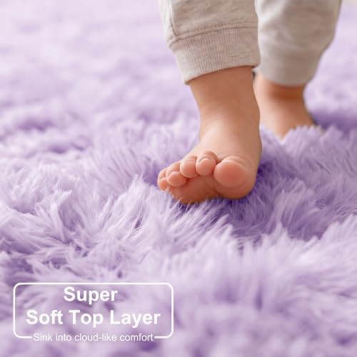 Amdrebio Light Purple Large Shag Area Rug 6x9 - Image 2