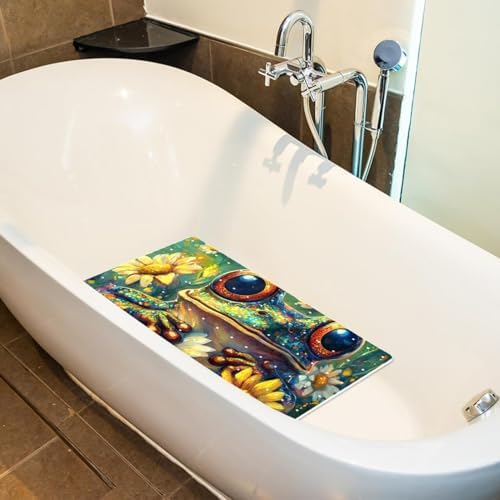 Bathtub Mat Non Slip 26.8x15.1In, Flowers Frog Bath Mat - Image 4