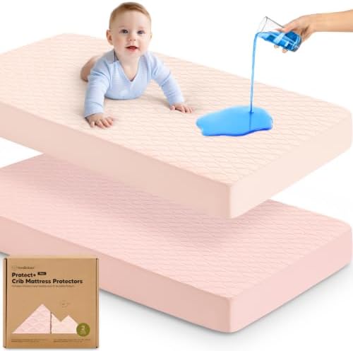 2pk Waterproof Crib Mattress Protector Cover Fitted 52x28 by KeaBabies