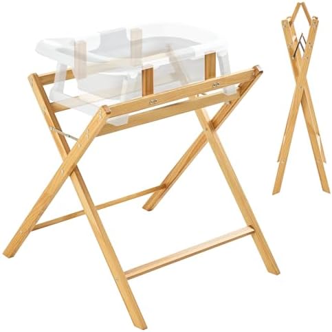 FUNLIO Wooden Baby Bathtub Stand, Foldable Baby Bath Stand by FUNLIO