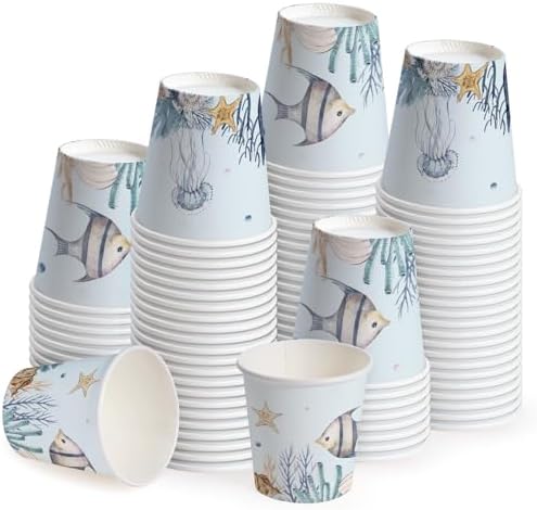 WRAPAHOLIC 3oz Blue Seafish Bathroom Cups by WRAPAHOLIC