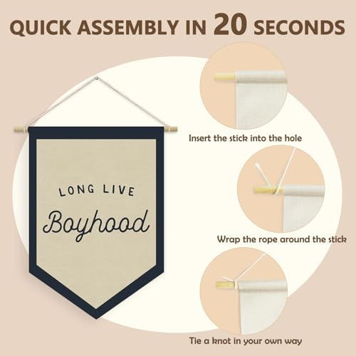 Boys Room Decor, Long Live Boyhood Linen Canvas Banner, Boy Nursery Wall - Image 4