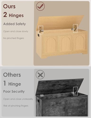 DINZI LVJ Storage Chest, Wooden Toy Box, Natural 39.4" - Image 4