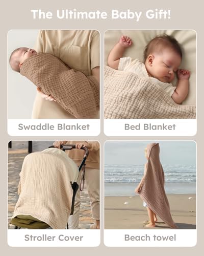 Yoofoss Hooded Baby Bath Towels 2 Pack 100% Muslin Organic Cotton - Image 6