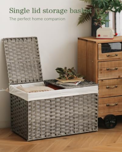 SETVSON Storage Basket with Lid Wicker Baskets - Image 2