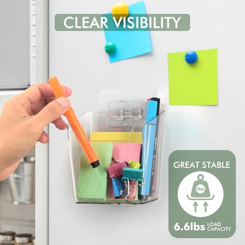Clear Adhesive Wall Storage Bins, 4 Pack Cabinet Door Organizer Cups - Image 3