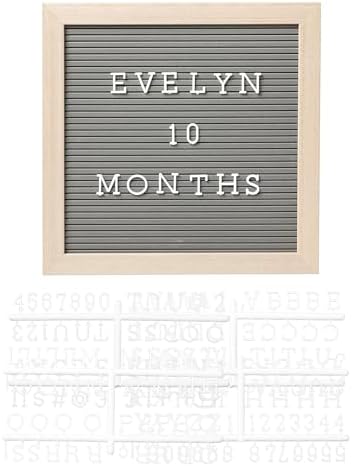 Kate & Milo 10" x 10" Natural Wood Gray Letterboard Set - Image 3