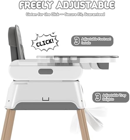 4 in 1 Baby High Chair for Babies and Toddlers, Foldable & Portable Convertible - Image 3