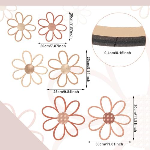 Thyle 6 Pcs Daisy Wall Decor Wooden Flower - Image 2