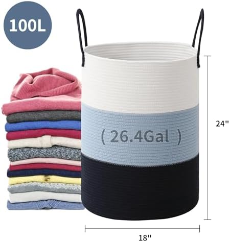 Laundry Basket Hamper Tall Rope Storage Woven - Image 4