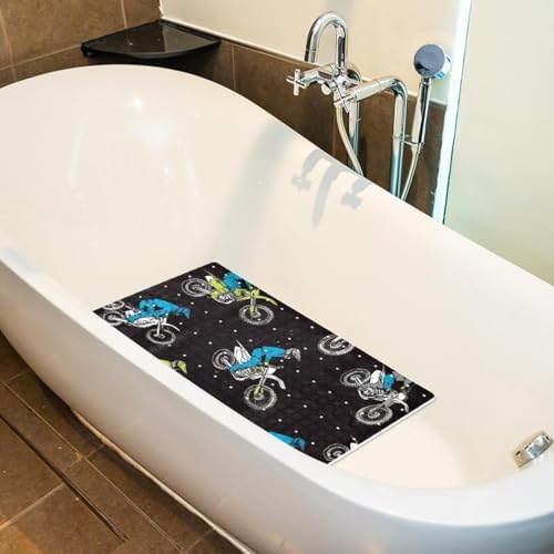 Shower Mat Non Slip 26.8 x 15.1 Inches, Motocross Pattern Bathtub Mat Shower - Image 4