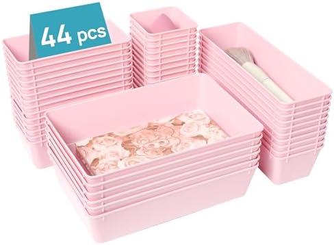 Vtopmart 44 PCS Plastic Drawer Organizers Set, Vanity Organizer Trays by Vtopmart