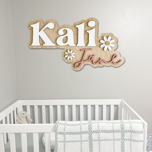 Personalized Wooden Nursery Name Sign, Custom Baby Room Wall Decor by IZI+POD