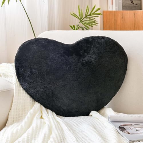 XVTRU Black Heart Pillows, Cute Heart Decorative Pillow, Heart Shaped Throw by XVTRU