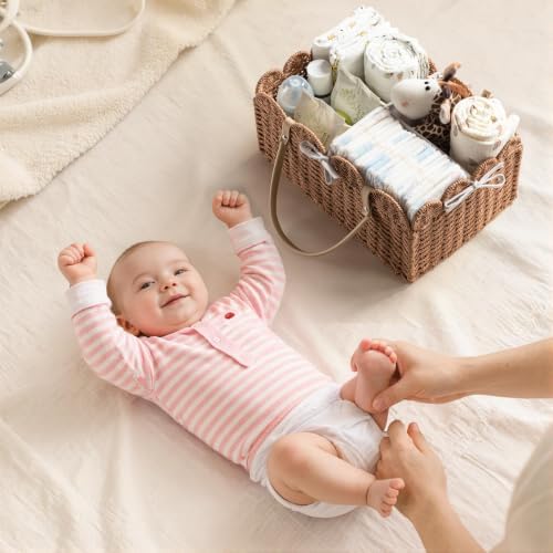 HBlife Baby Diaper Caddy, Paper Rope Storage Baskets Nursery Bin - Image 6