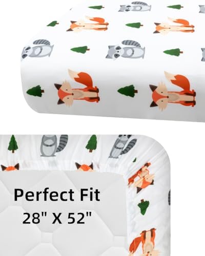 4 Pack Woodland Forest Animals Wood Neutral Unisex Fitted Baby Crib Sheets Set - Image 6