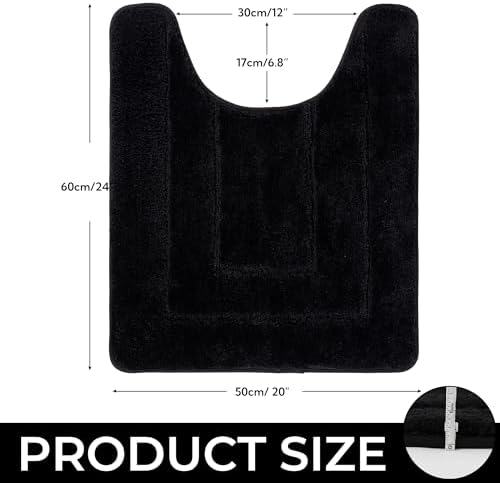 GRANNY SAYS Black U Shaped Toilet Rug 20" x 24", Non-Slip Bath Mat - Image 2