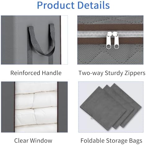 Blanket Storage Bags 120L for Comforter Clothes Bedding Sheet Grey - Image 7