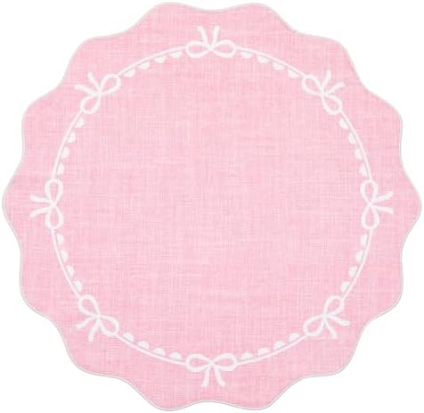 GarveeHome 6ft Round Rugs Washable Scalloped Bow Rug - Image 4