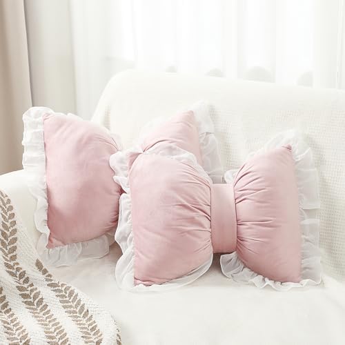 Yousoontic 2 Pcs Bow Throw Pillows 15.7x12.6 in by Yousoontic