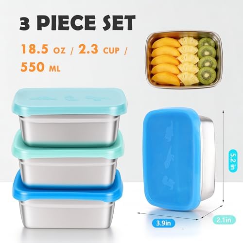 Tanjiae 3-Pack Stainless Steel Snack Containers - Image 4