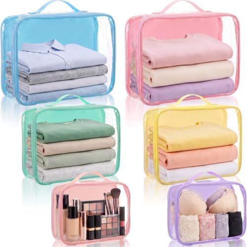 6 Pcs Clear Packing Cubes for Travel Luggage Organizer Bag Macron Color by Yeyeplum