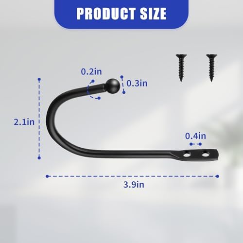 12PCS Curtain Tie Back Hooks, Metal Curtain Holdbacks Side Tiebacks Wall Mounted - Image 2