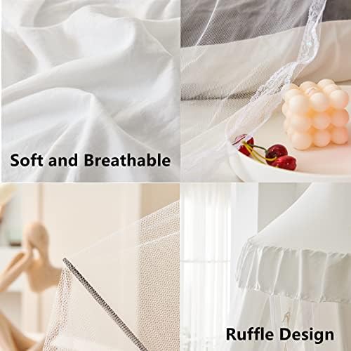 VETHIN Bed Canopy Double Layer Princess Round Dome Dreamy Mosquito Net Bedding - Image 6