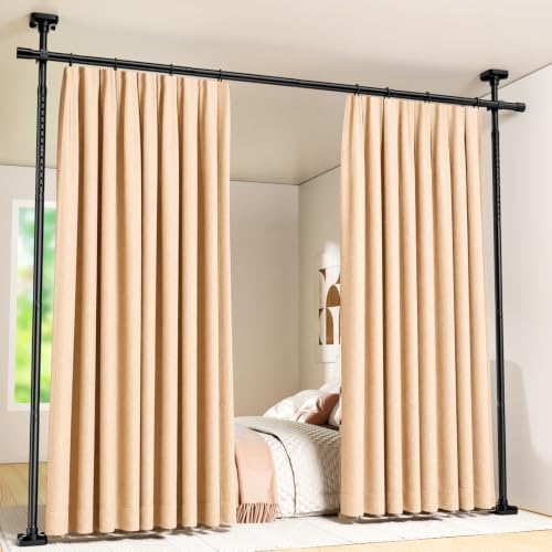 Room Divider Curtain Rods No Drilling, Adjustable Wall Divider 4-10Ft by ABIGLIFTY