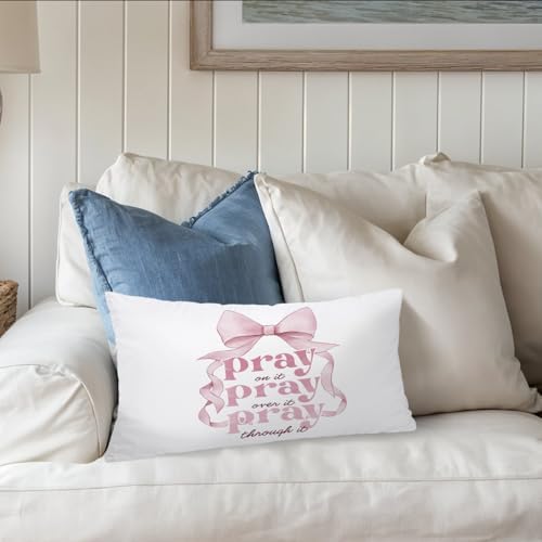 Girly Room Decor 12x20 Pillow Cover, Pray on Over Through It Bible Verse - Image 6