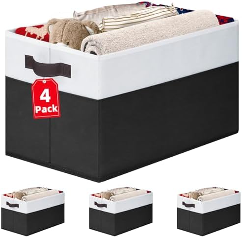 Criusia Large Storage Bins for Shelves 4 Pack, Closet Storage Baskets for by Criusia