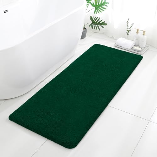 Polyester Bathroom Runner Rug 24"x60" Verdant Green, Soft Bath Mat by Kildoss