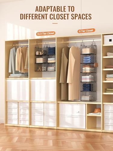 6 Tier Closet Hanging Organizer, Metal Closet Organizers and Storage - Image 5