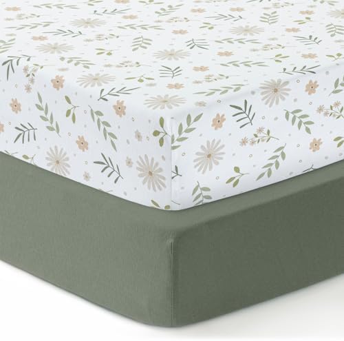 Dreamology Crib Sheets Cotton, 100% Cotton Fitted Crib Sheet, 2 Pack by DREAMOLOGY