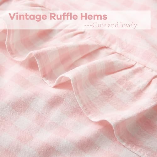 2 Pack Blush White Gingham Ruffle Throw Pillow Covers 22''x22'' - Image 5