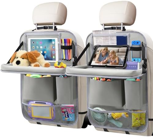 Car Backseat Organizer with Tablet Holder, 6 Storage Pockets Foldable Table by EtreJeune