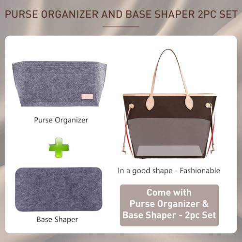 Doxo Purse Organizer Insert for Handbags & Base Shaper 2pc Set, Felt Neverfull - Image 3