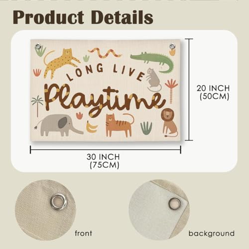 Playroom Woodland Animal Wall Decor, Toddler Playroom Decor Hanging Linen Banner - Image 6