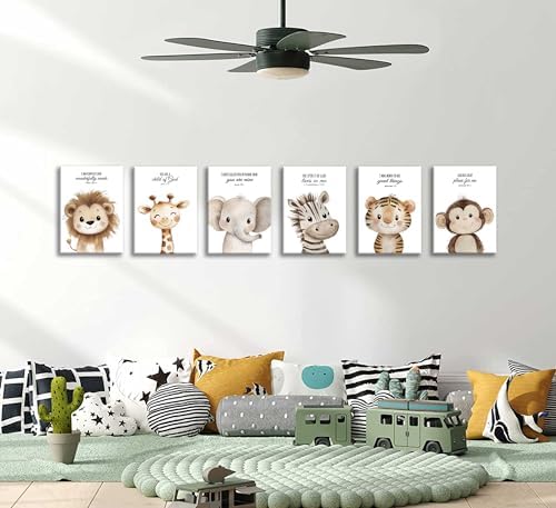 6Pcs Nursery Bible Verse Animal Canvas Wall Art Cute Woodland Animals Christian - Image 4