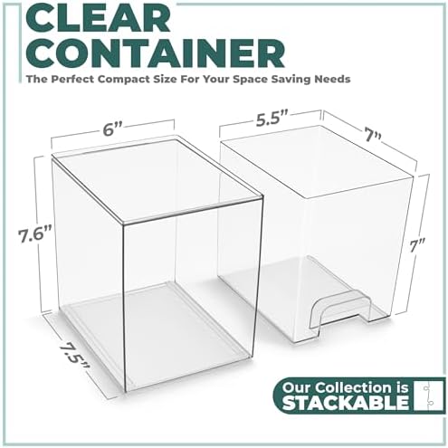 Sorbus Stackable Acrylic Storage Drawers, 2 Pack Clear Plastic Organizer Bins - Image 6