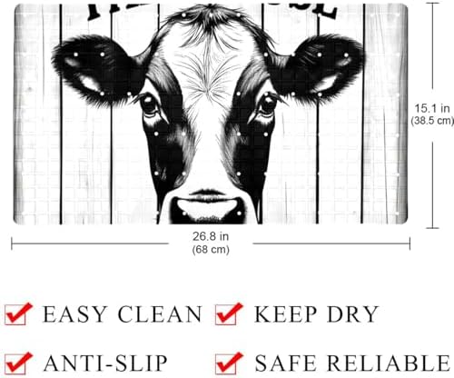 Shower Mat Non Slip 26.8 x 15.1 Inches, Farmhouse Cow Bathtub Mat Shower Stall - Image 4