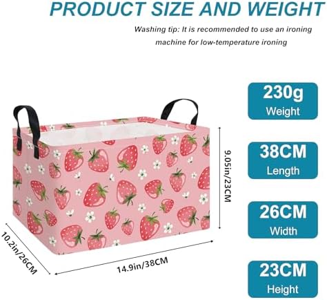 Rectangular Strawberry Fabric Storage Basket - Image 2