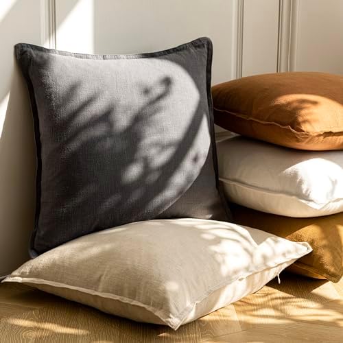 Foindtower Linen Solid Decorative Throw Pillow Covers 16x16 Natural Beige - Image 6