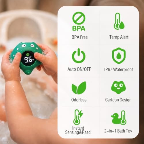 Baby Bath Thermometer, Manta Ray Won't Flip Over, 3-Icon Alert, Auto On/Off - Image 7