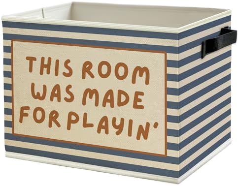 Blue Striped Kids Playroom Storage Bins Box by Unknown