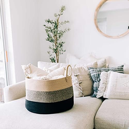 OrganiHaus Round Toy Basket & Blanket Basket, Cotton Rope 20x13" - Image 5