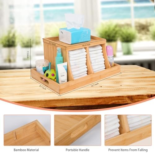 Three colors Bamboo Diaper Organizer, Wooden Diaper Caddy, Changing Table - Image 5