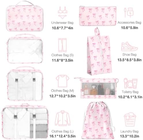 Watercolor Bow 8Pcs Packing Cubes Travel Organizer Set - Image 2
